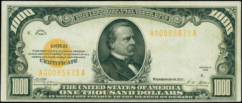 $1,000 Gold Certificate